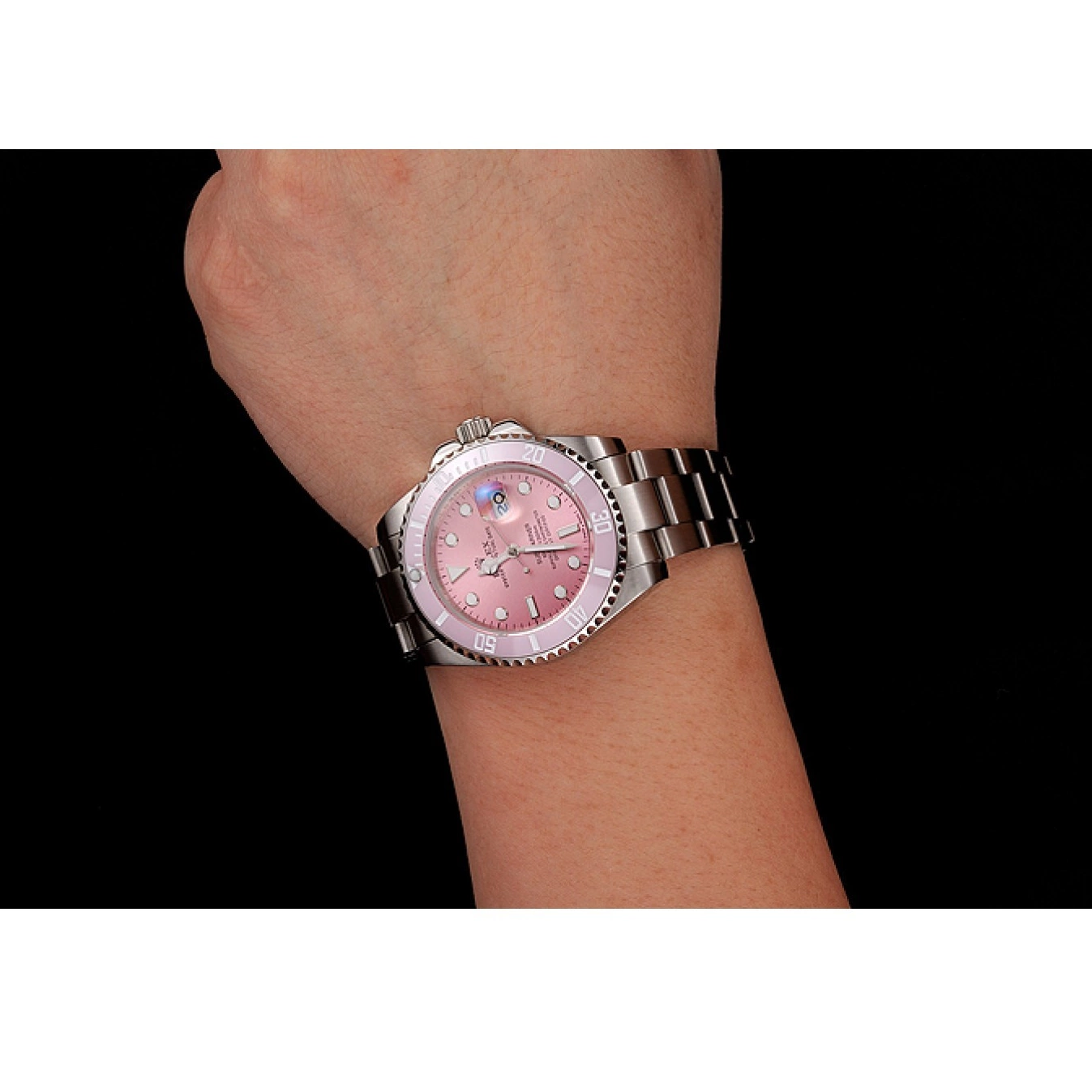 Aaa replica watch Swiss Bezel Bracelet 1453980 Pink Submariner Stainless Dial Rolex Pink Steel 0728